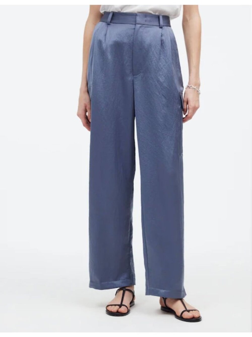 NWT Madewell High-Rise Straight Cargo Trousers in Satin Sunfaded Indigo - Size 0